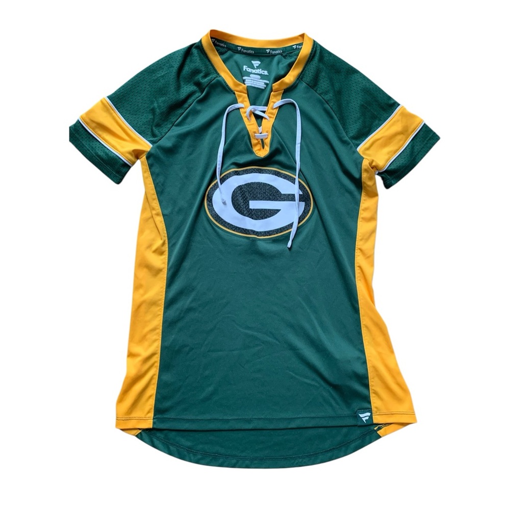 Green Bay Packers Fanatics Green/Gold Team Draft Me Lace-Up Raglan T-Shirt S